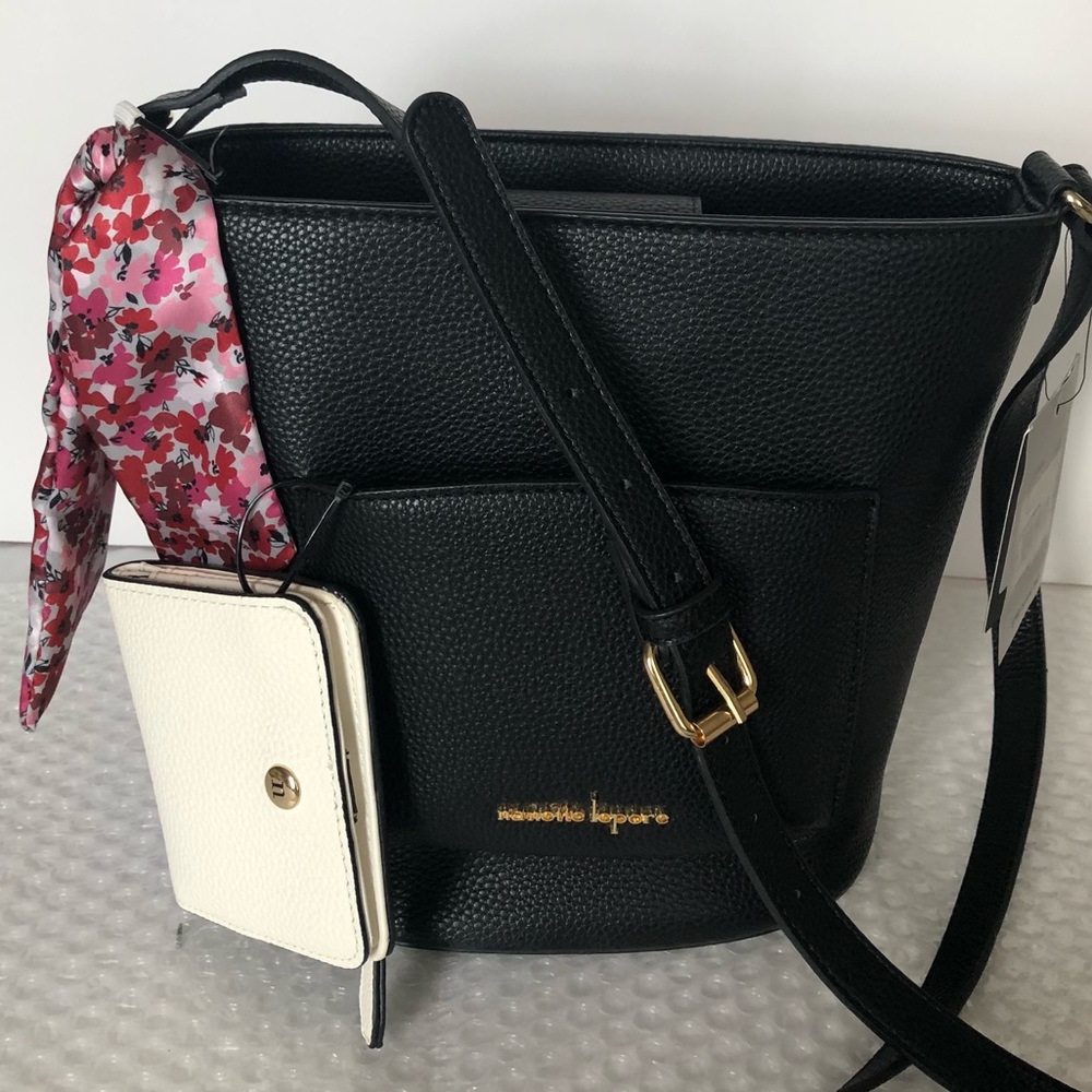 Nanette Lepore Bucket Crossbody Bag with Scarf and Bi-fold wallet Loren NEW